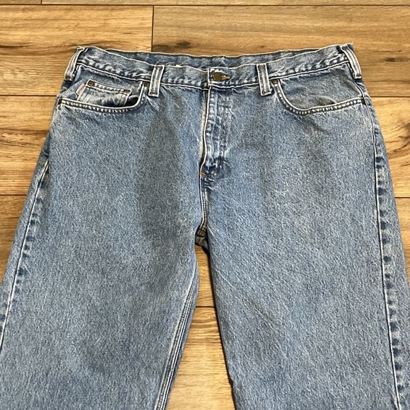 Men's Carhartt Relaxed Fit Denim Jeans SZ 40x30 Light Blue B460 LVB Work Casual - Picture 2 of 12